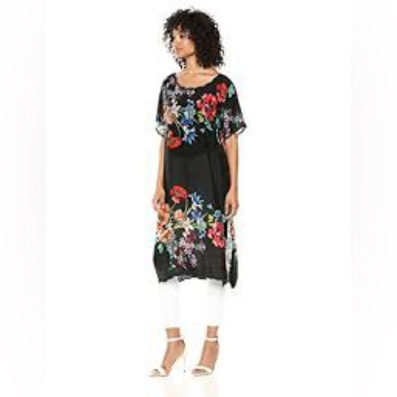 Johnny Was Dresses & Skirts - Johnny Was Black Dress with Multicolor Floral Georgette Dress, Size M